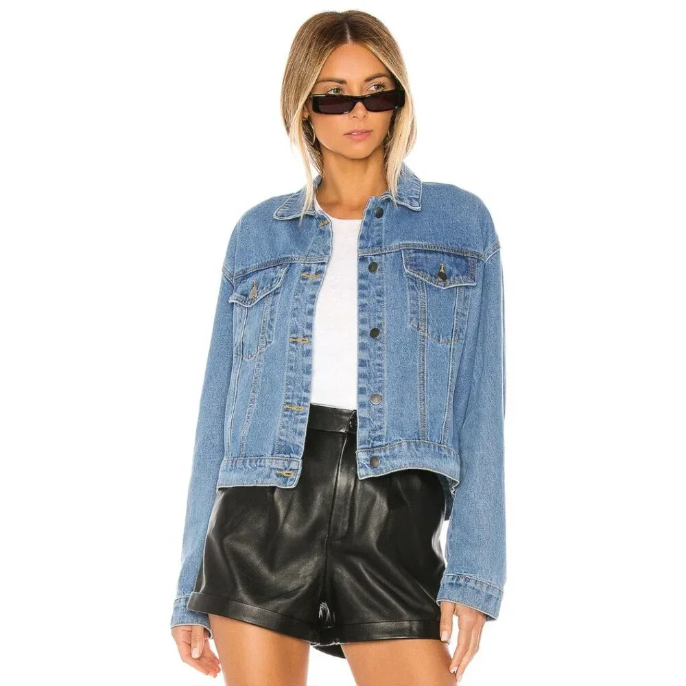 NEW Superdown Raya Rhinestone Fringe Denim Jacket - Picture 3 of 5